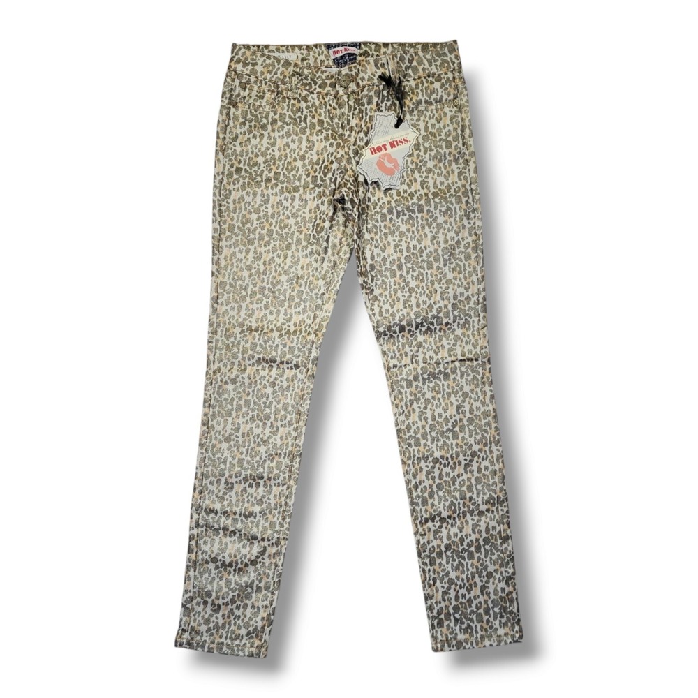 HOT KISS Skinny Lily Jean Metallic Animal Leopard Print Pants Women's 9 30x31
